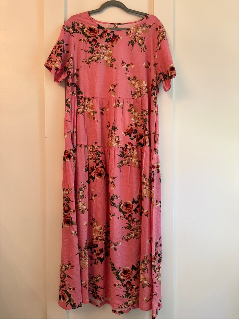 Pink Floral Tiered Maxi Dress - NWT